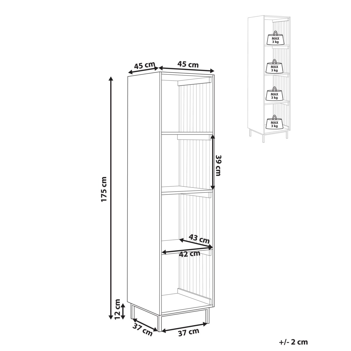 Regał 4 półki LEANDRO 175 cm Jasnobrązowy