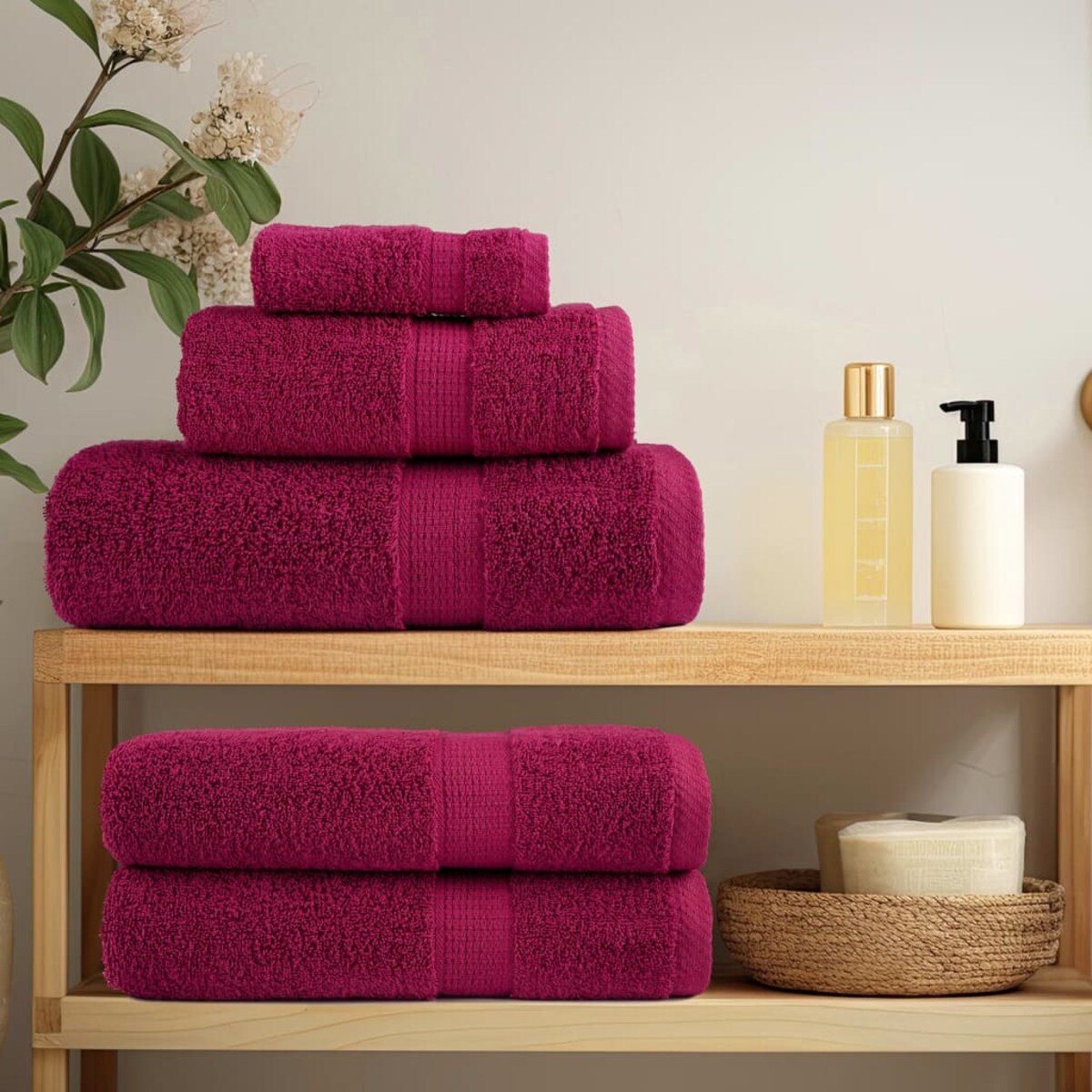 vidaXL Ręczniki premium SOLUND, 4 szt., bordowe, 70x140 cm, 600 g/cm²