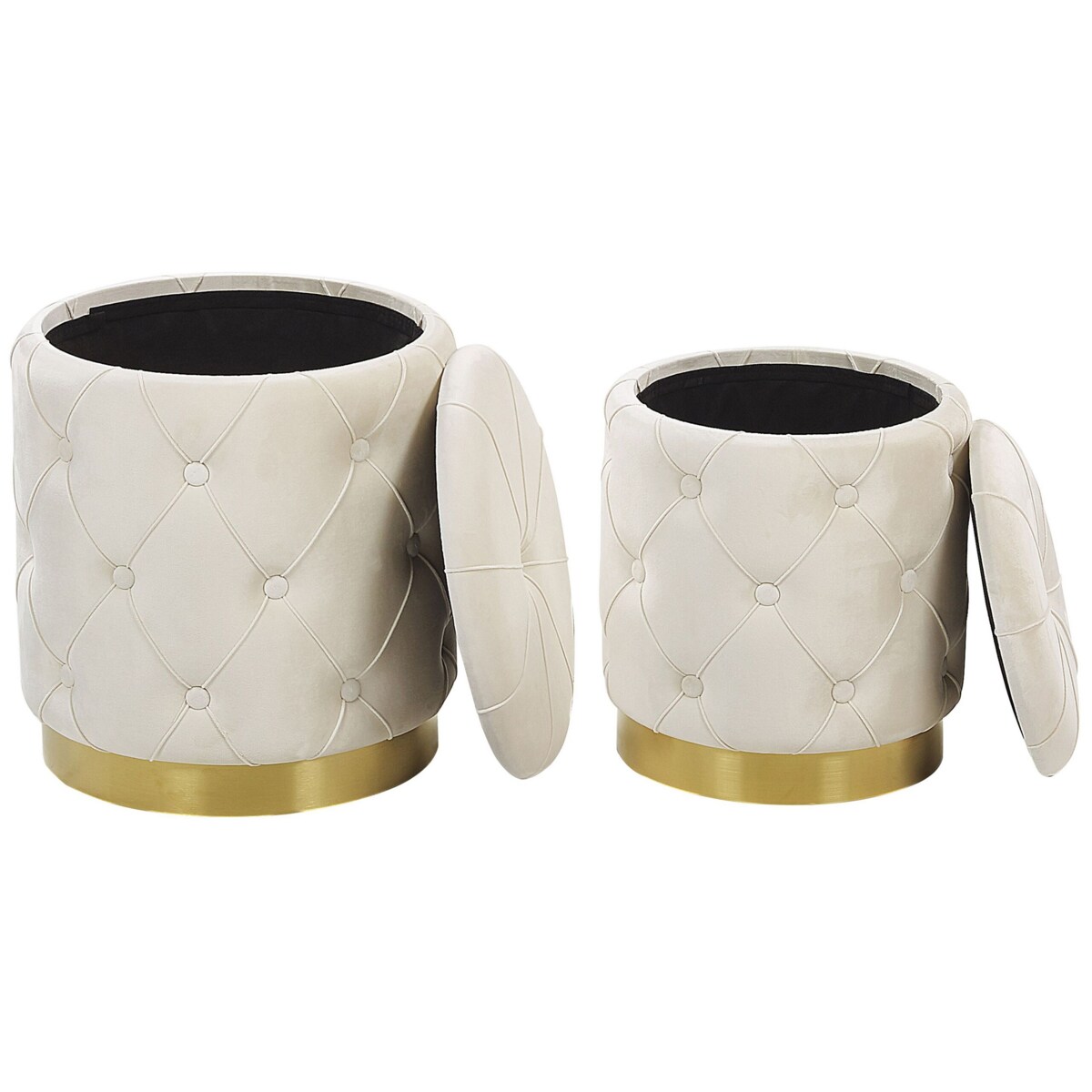 Zestaw 2 pufów ze schowkiem biały PUEBLO