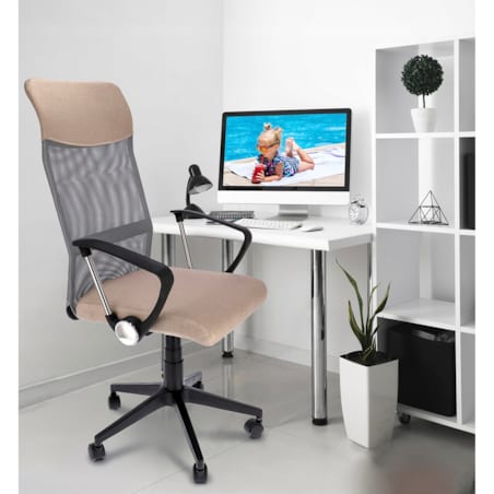 Fotel Krzesło Do Biurka Biura Zoom Tkanina Beż