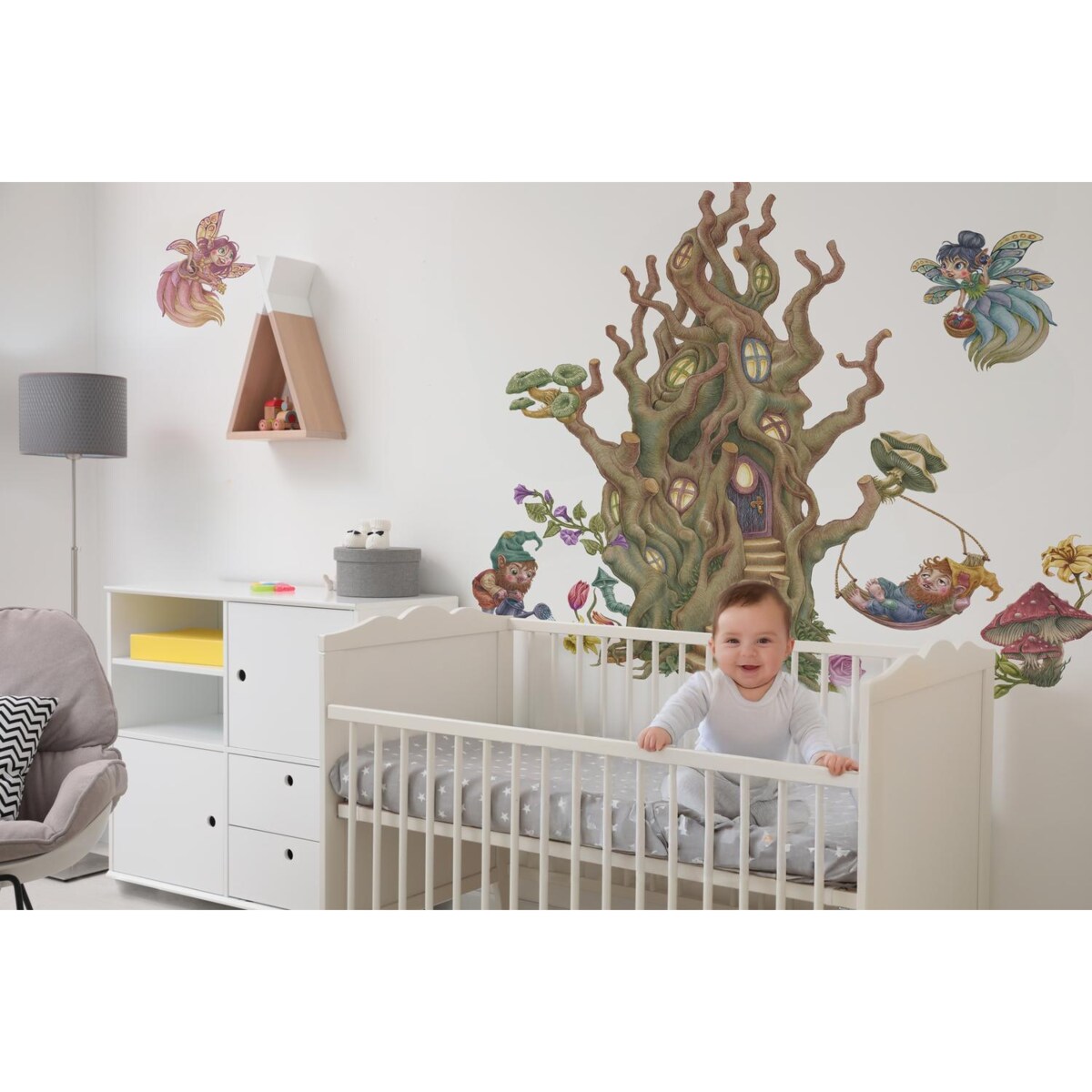 Zestaw naklejek na ścianę, Leśne stworzenia wróżki, 80cm