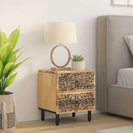 vidaXL Szafka nocna, 40x33x46 cm, lite drewno mango