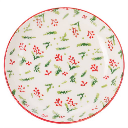 Świąteczny talerz głęboki z kamionki, Ø 21 cm