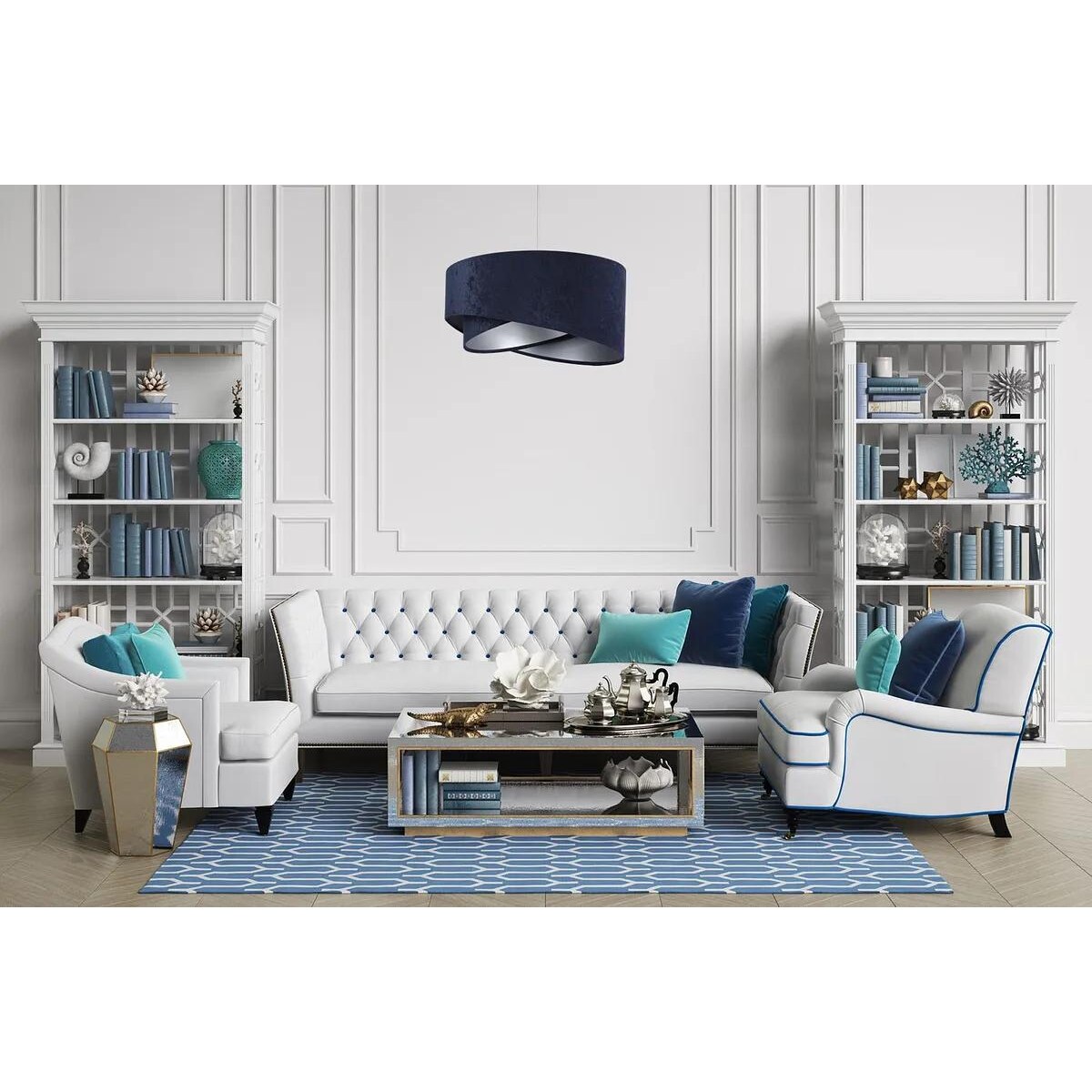 Lampa wisząca GEMSTONE granatowa/srebrna