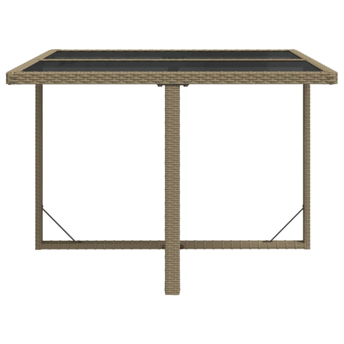 vidaXL Stół ogrodowy, beżowy, 109x107x74 cm, polirattan i szkło