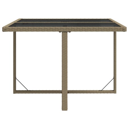 vidaXL Stół ogrodowy, beżowy, 109x107x74 cm, polirattan i szkło