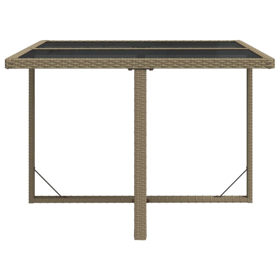 vidaXL Stół ogrodowy, beżowy, 109x107x74 cm, polirattan i szkło