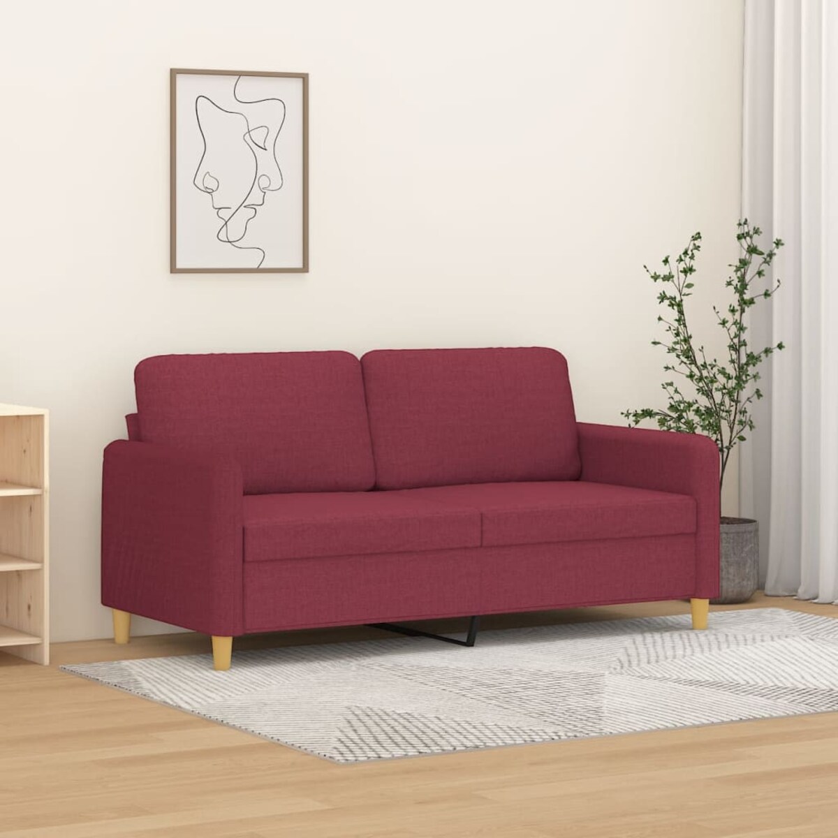 vidaXL Sofa 2-osobowa, winna czerwień, 140 cm, tapicerowana tkaniną