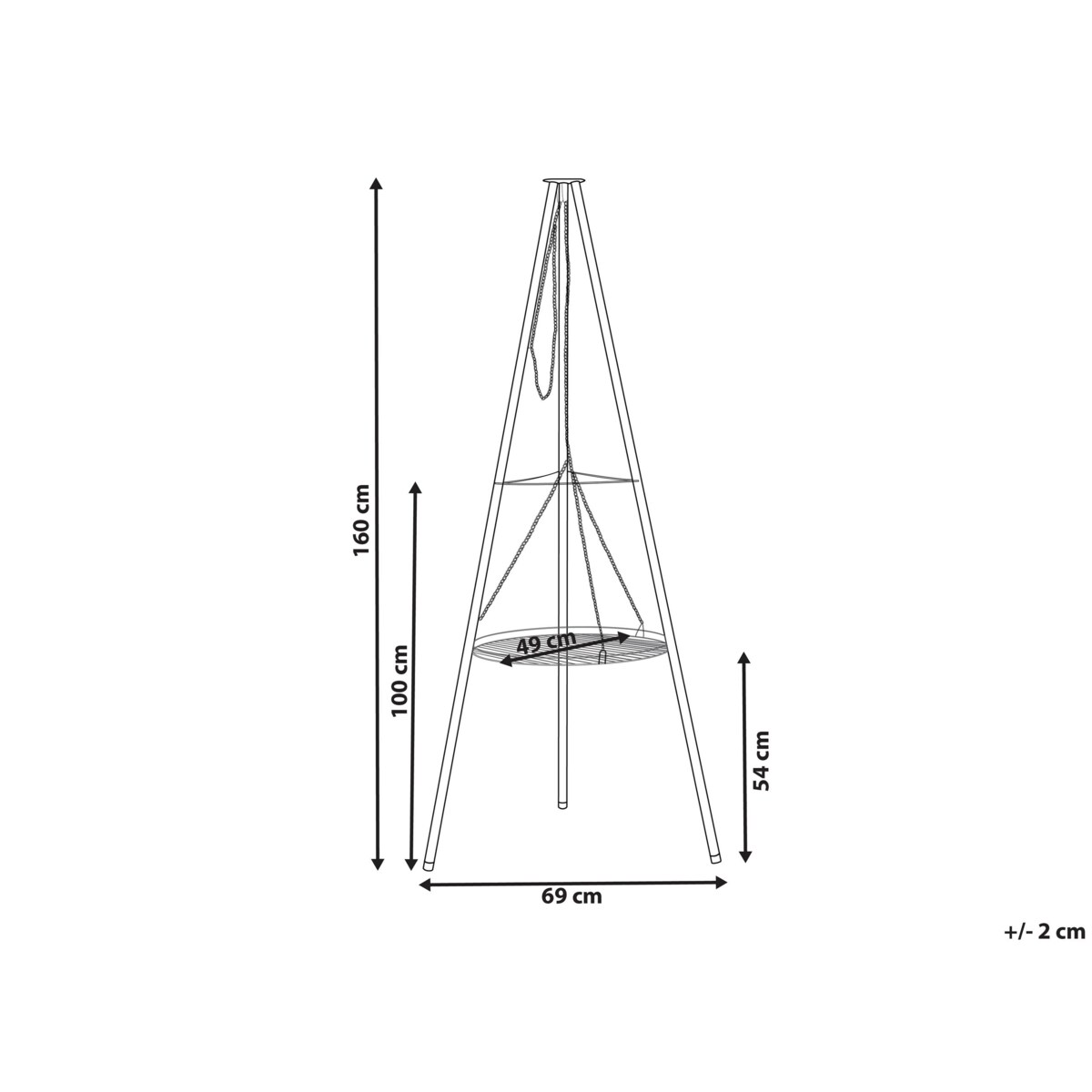 Grill wahadłowy na trójnogu czarny GELAI