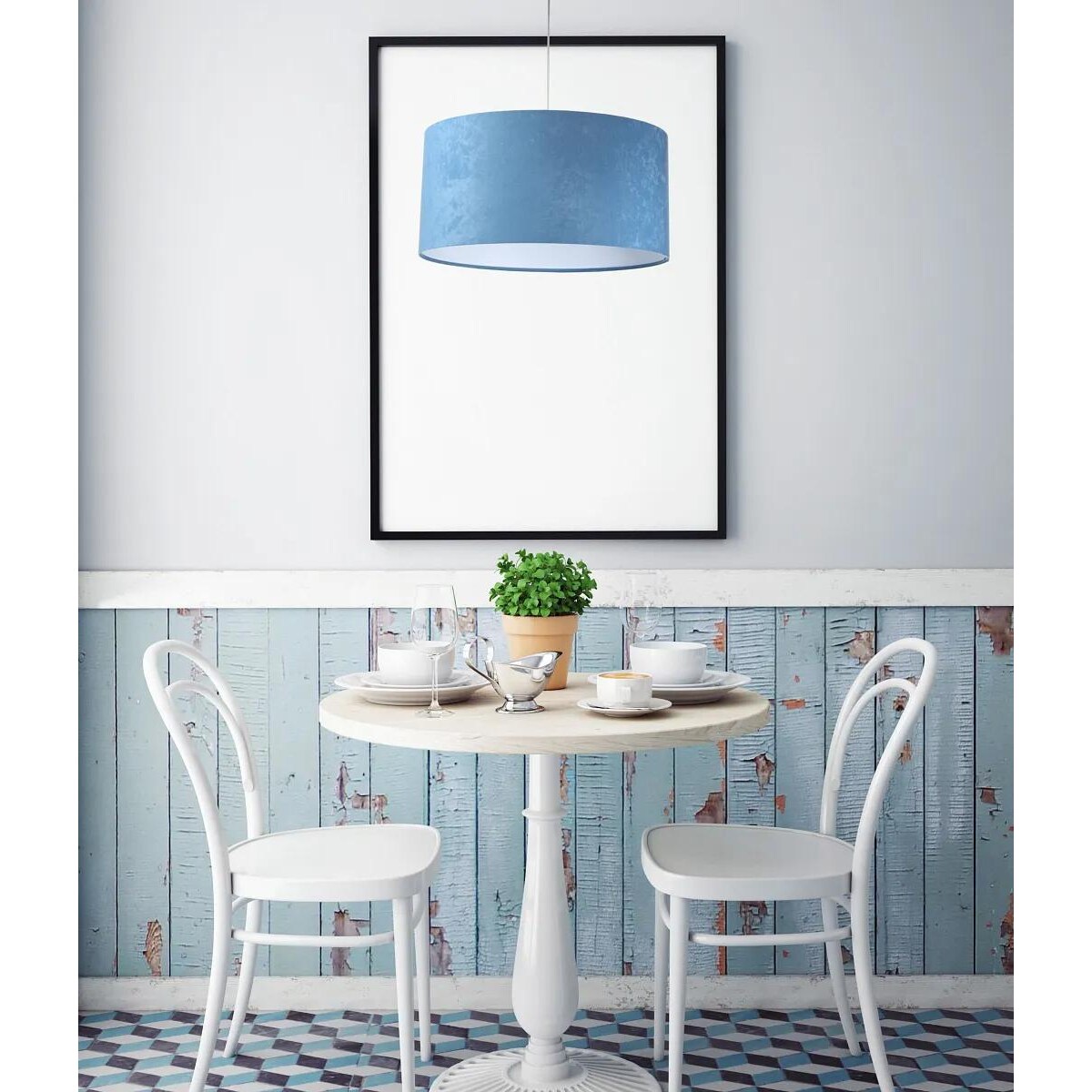 Lampa wisząca HOME 60 błękitna/biała