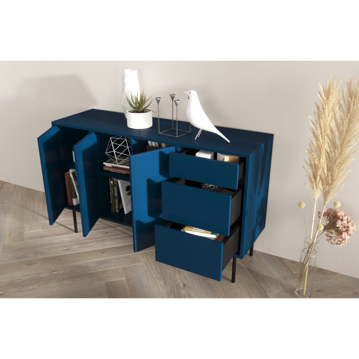 Granatowa nowoczesna komoda Dancan MIRKA / szer. 130 cm