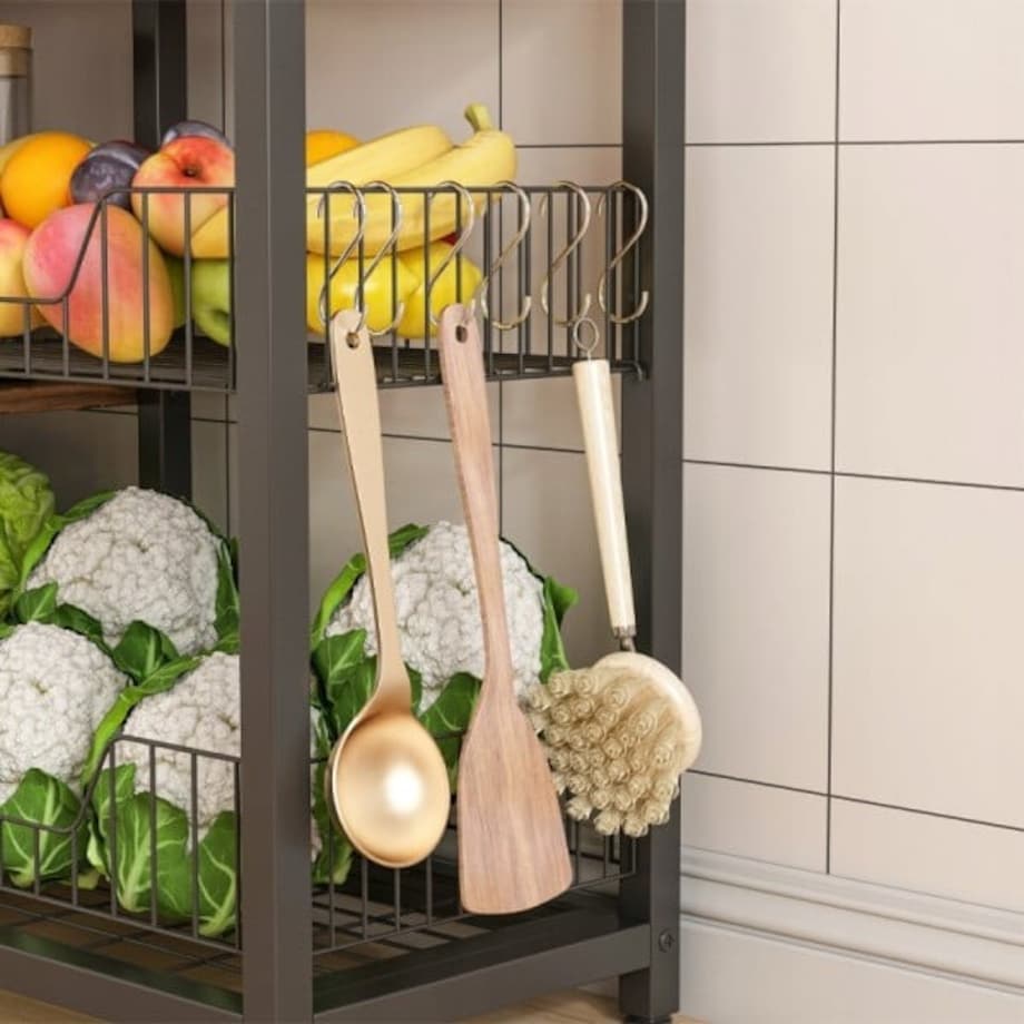 Regał szafka kuchenna ciemny brąz industrialny drewno retro wyspa półka