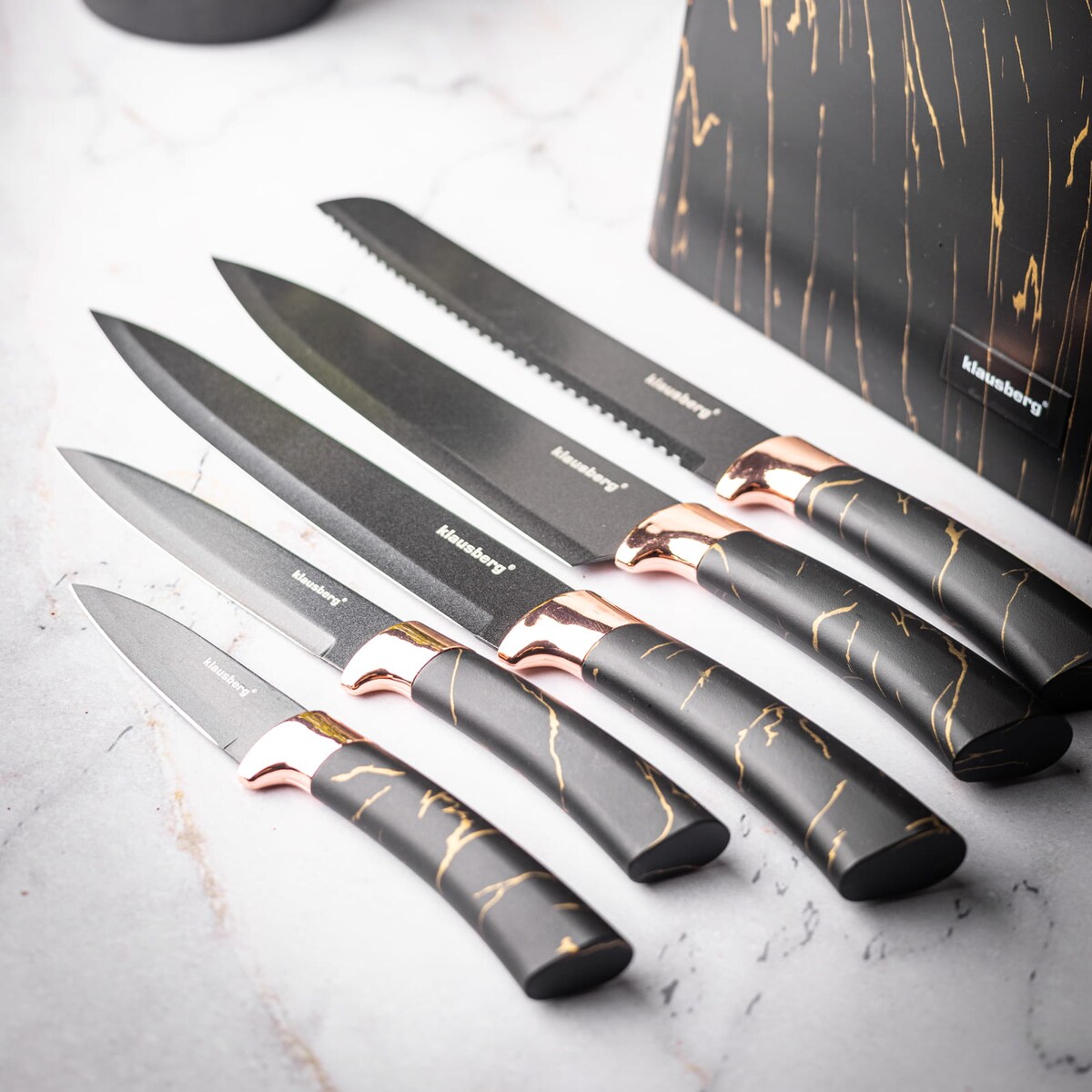 Zestaw noży kuchennych w bloku 5 elementów noże KLAUSBERG