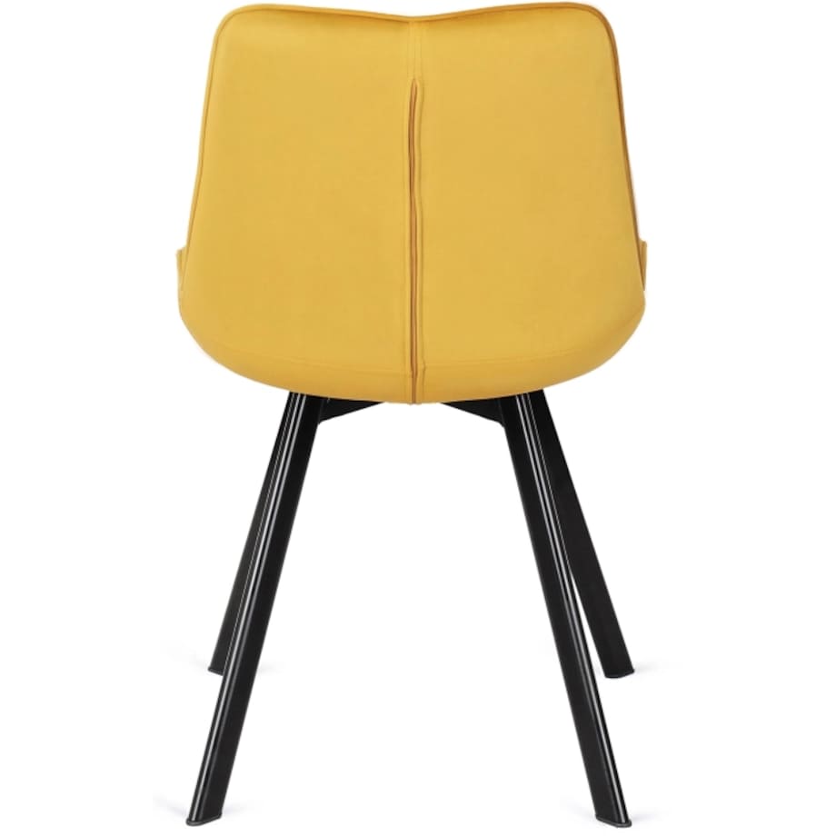 Krzesło RICK Musztardowe Tapicerowane do Jadalni Welurowe