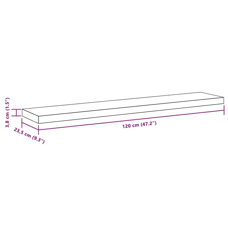 vidaXL Półki ścienne 2 szt., białe, 120x23,5x3,8 cm, MDF