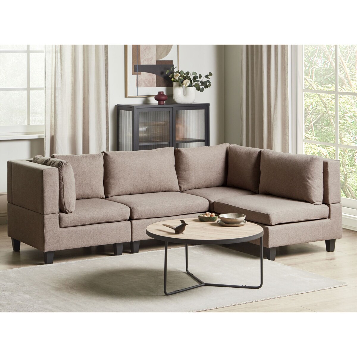 Tapicerowany lewostronny narożnik modułowy 4-osobowy brązowy UNSTAD