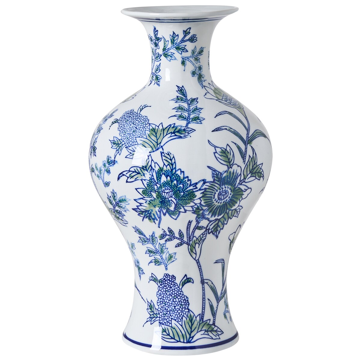 Wazon na kwiaty BERGA Porcelana 36 cm Biały/ niebieski