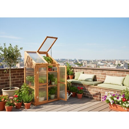 Szklarnia balkonowa VOLVERA Drewno jodłowe Jasnobrązowy 49 cm