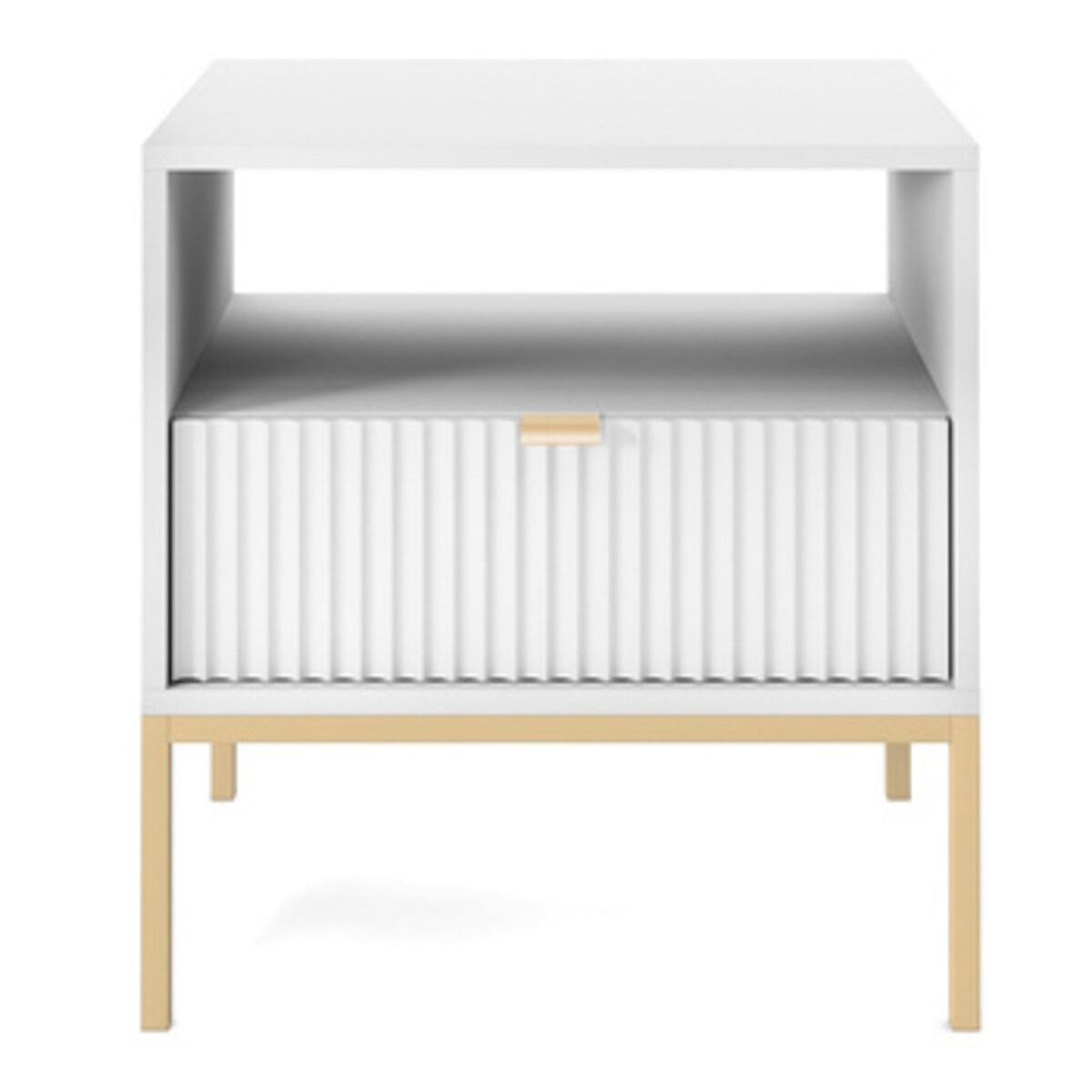 Szafka nocna Delicious ryflowana biała złote nogi