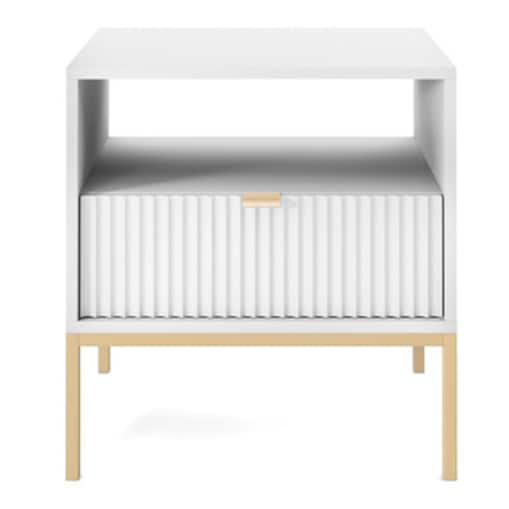 Szafka nocna Delicious ryflowana biała złote nogi