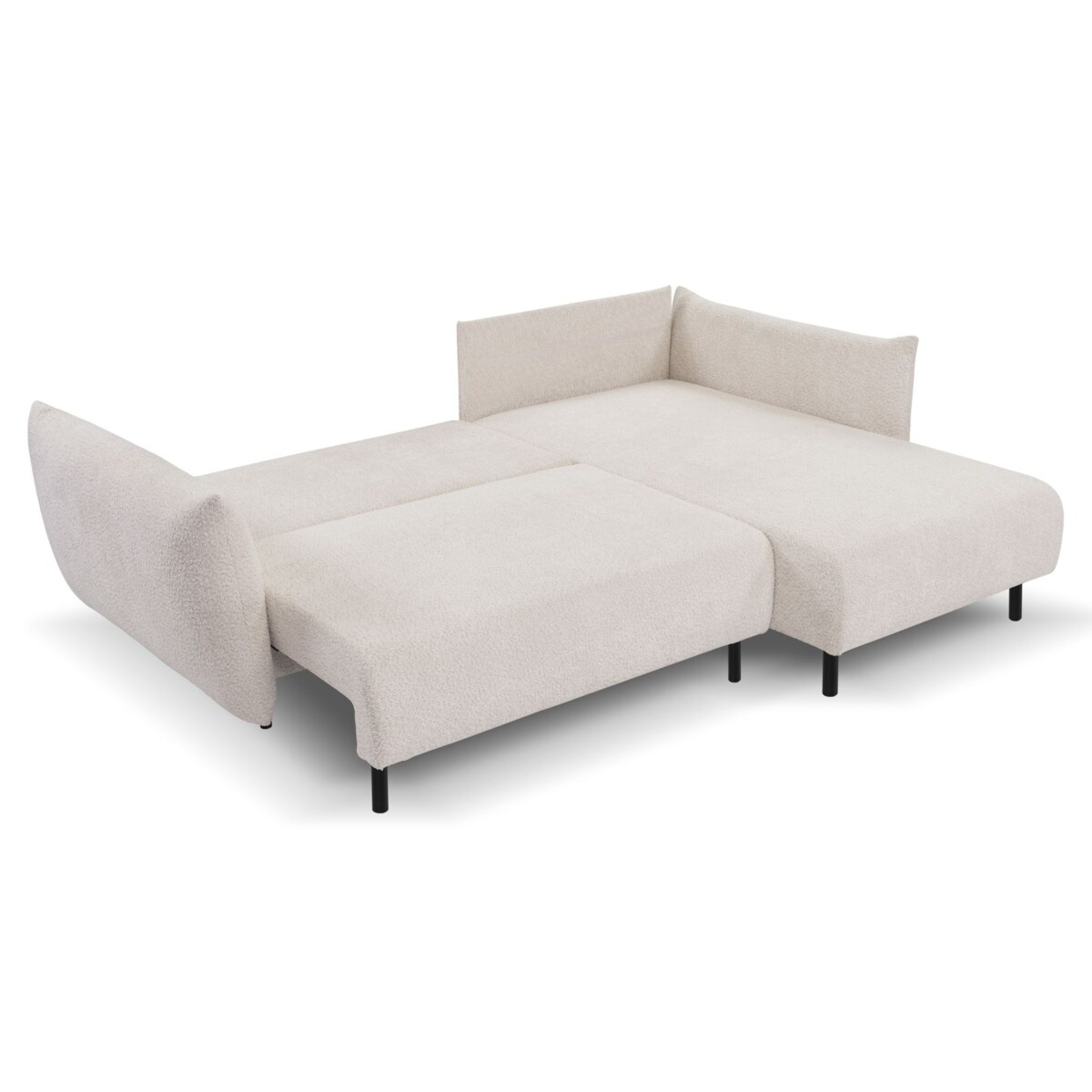 Narożnik DELI z funkcją spania na nóżkach, prawostronny, beżowy