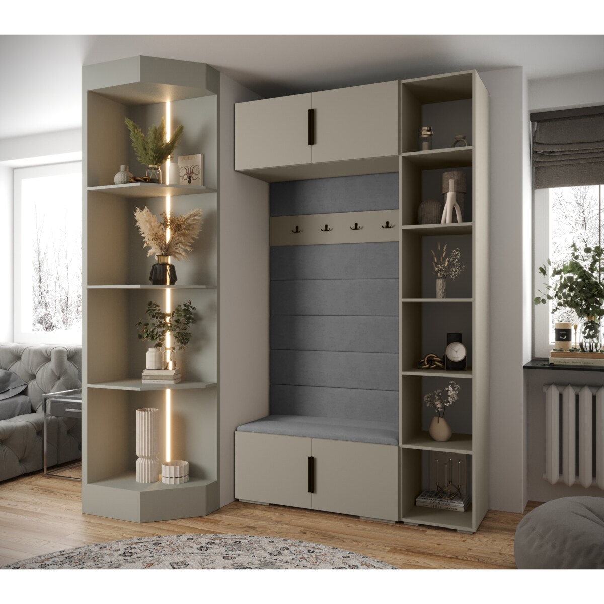 Garderoba do przedpokoju INOVA 1 Z20 kaszmir+czarny+manila16