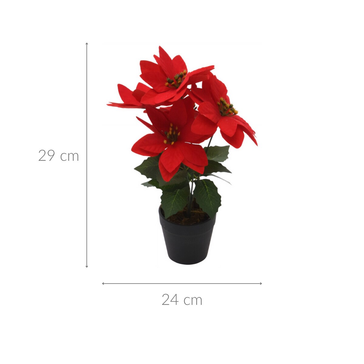Gwiazda betlejemska, sztuczny kwiat, 29 cm, kolor czerwony, tworzywo sztuczne
