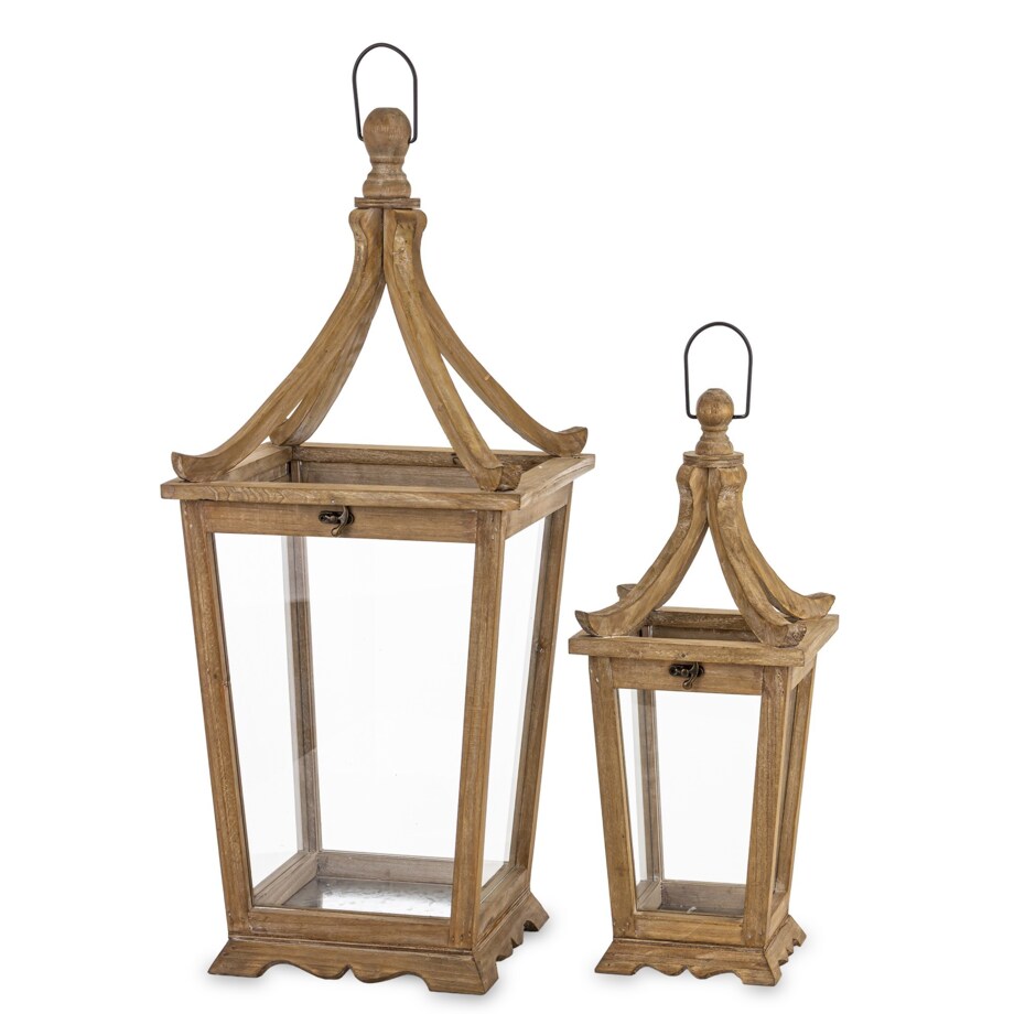 Lampion 2 szt. drewniany 74x28x28 cm i 52x18x18 cm BOSK