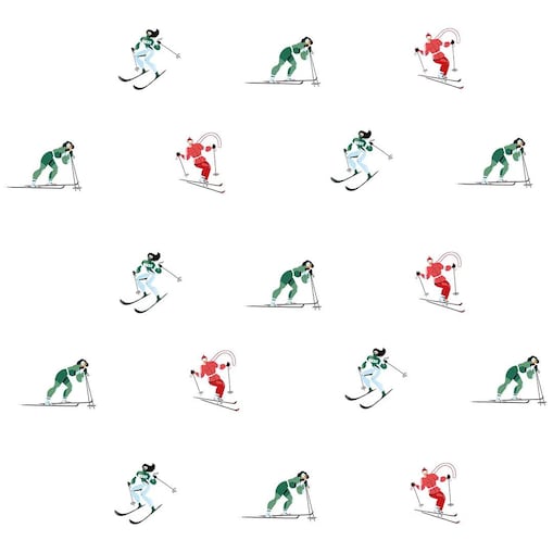 Poduszka świąteczna - Kolorowi narciarze