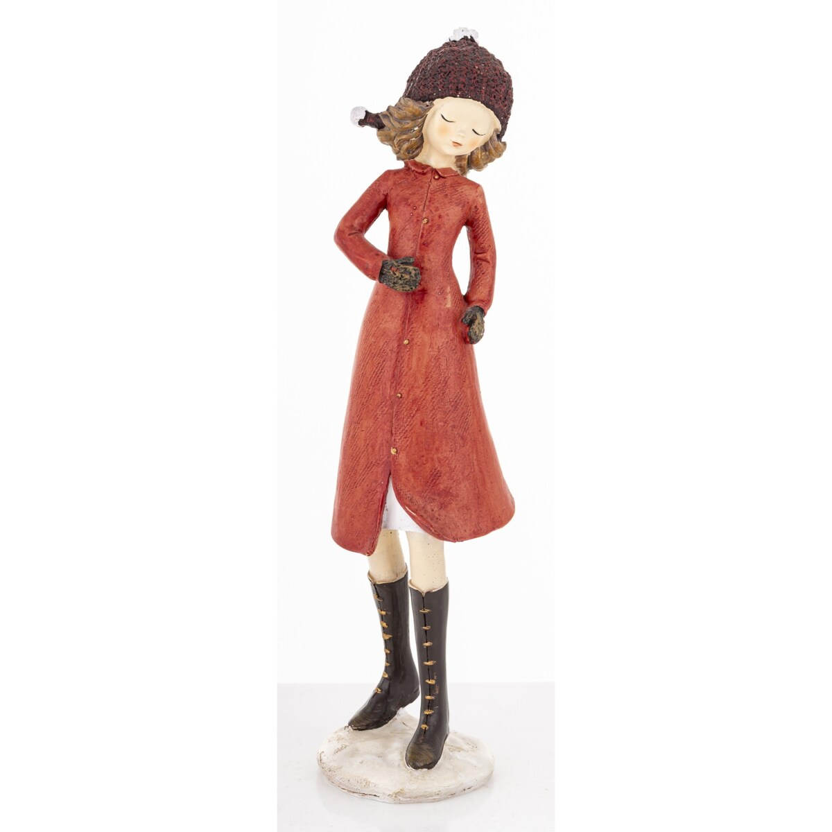 Figurka - Zimowa dziewczynka 20x7x7 cm TOSIA czerwona