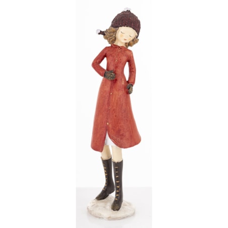 Figurka - Zimowa dziewczynka 20x7x7 cm TOSIA czerwona