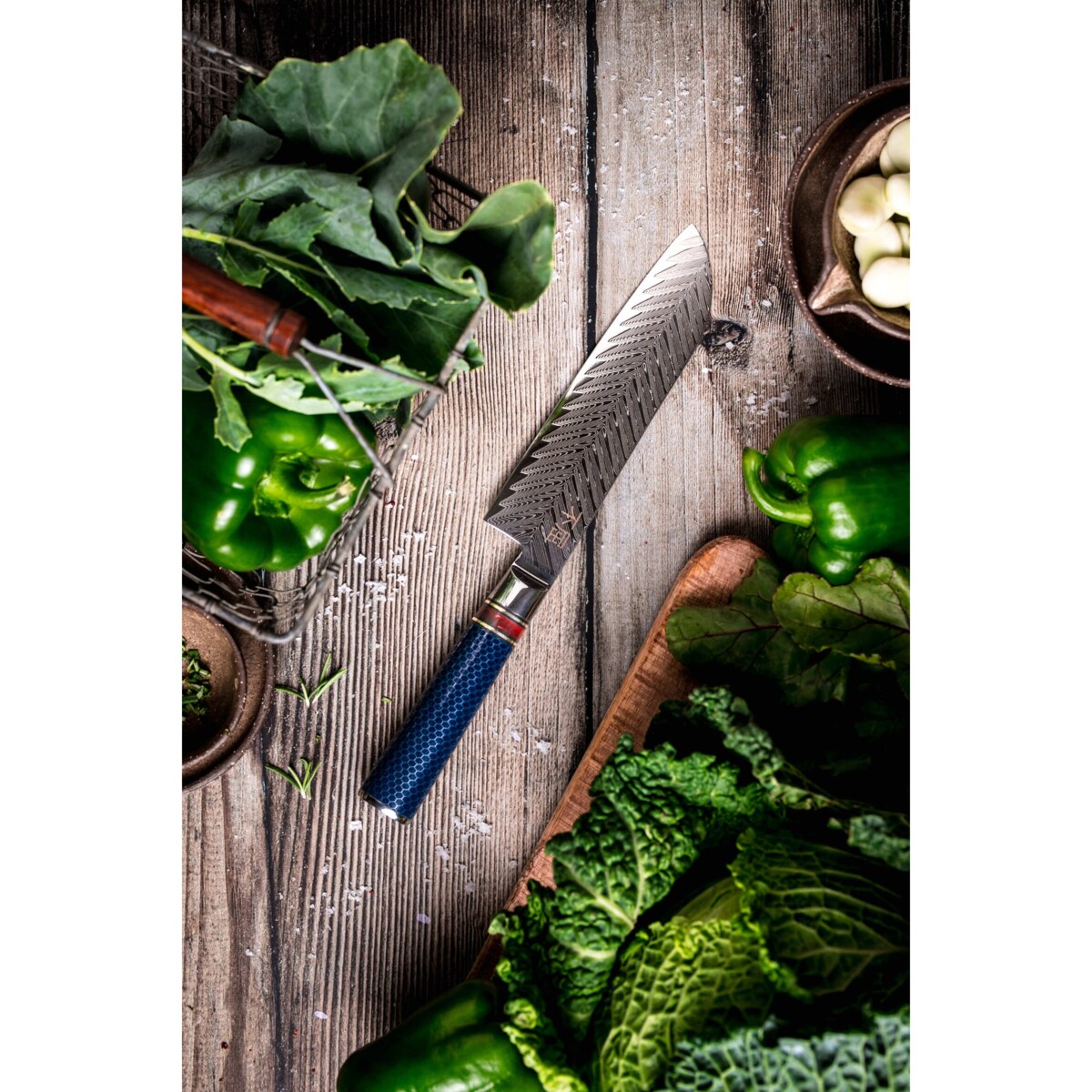 Japońska stal VG-10 Profesjonalny nóż Santoku ze stali damasceńskiej Na prezent Fukutsu Rękojeść G10