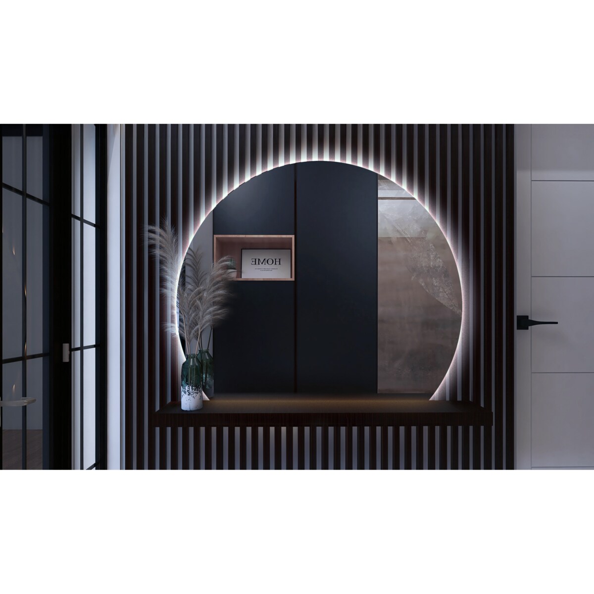 Lustro LED ścięty okrąg 70x80 cm - światło zimne