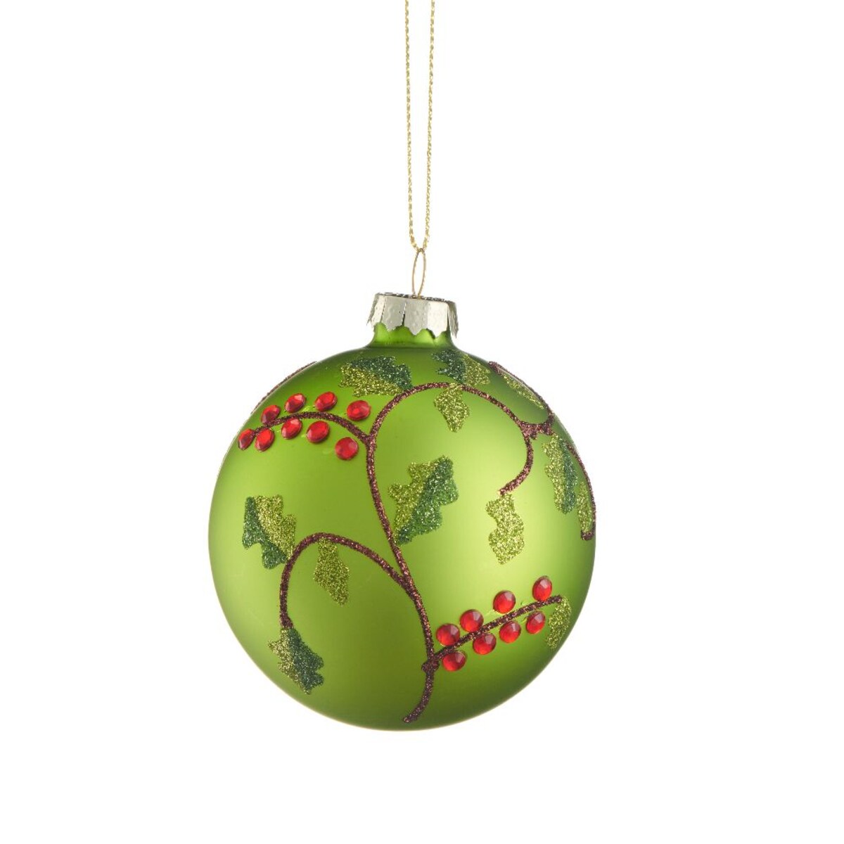 VILLA ITALIA Bombka szklana zielona dekorowana 8 cm
