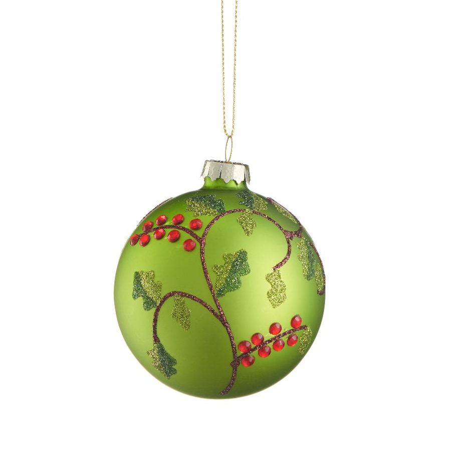 VILLA ITALIA Bombka szklana zielona dekorowana 8 cm