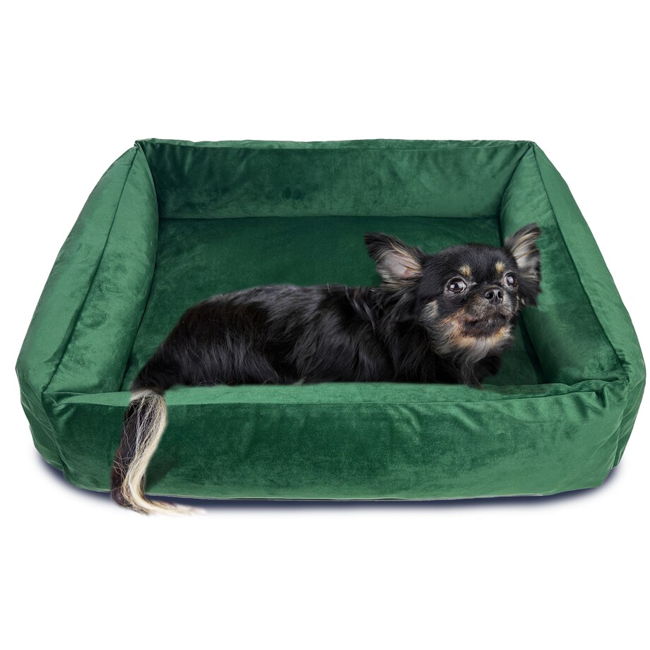 Legowisko Dla Psa Kanapa Posłanie Welurowe 90X75 Cm Prestiżowe Zielone