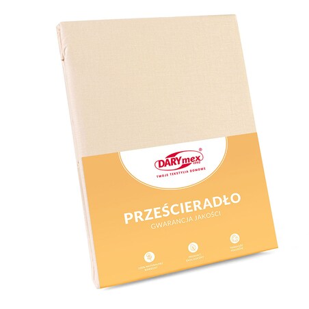 Prześcieradło bawełniane bez gumki 160x200 + dodatkowe 5cm po bokach jasno beżowe