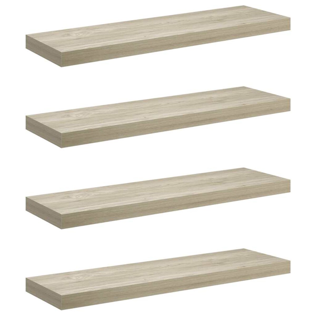 vidaXL Półki ścienne, 4 szt., kolor dębowy, 80 x 23,5 x 3,8 cm, MDF