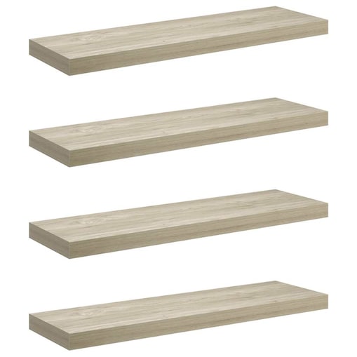 vidaXL Półki ścienne, 4 szt., kolor dębowy, 80 x 23,5 x 3,8 cm, MDF