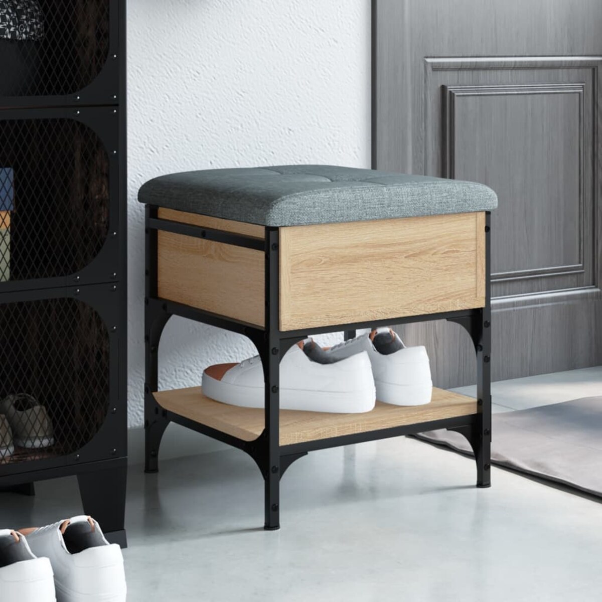 vidaXL Ławka na buty, dąb sonoma, 42x42x45 cm, materiał drewnopochodny