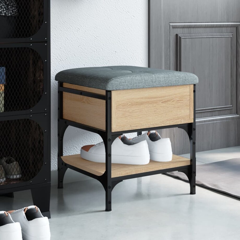 vidaXL Ławka na buty, dąb sonoma, 42x42x45 cm, materiał drewnopochodny