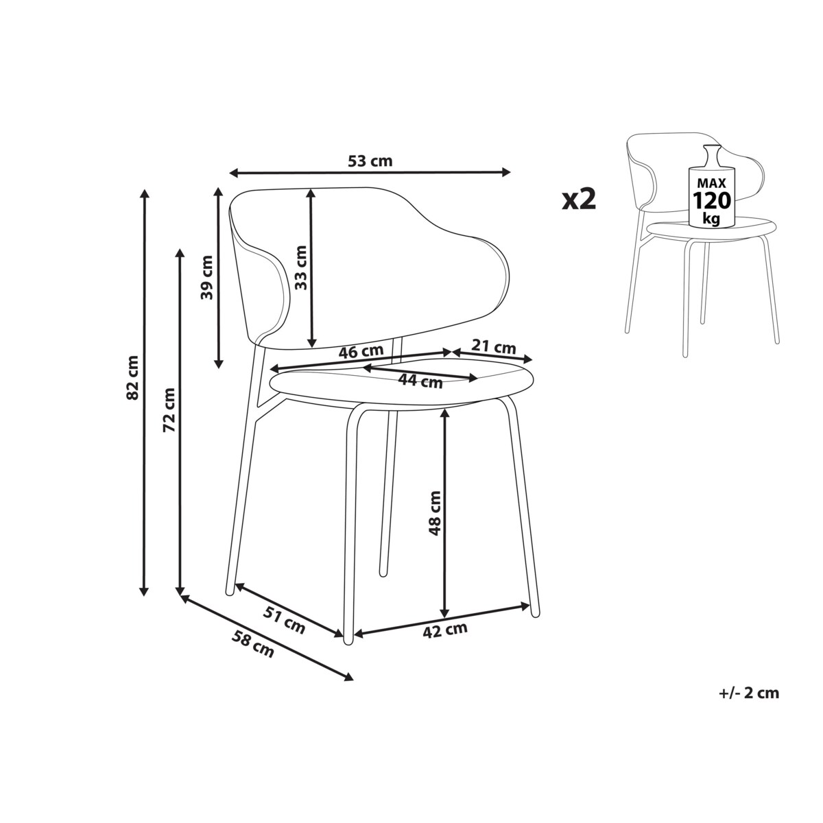 Zestaw 2 krzeseł do jadalni zielony KENAI