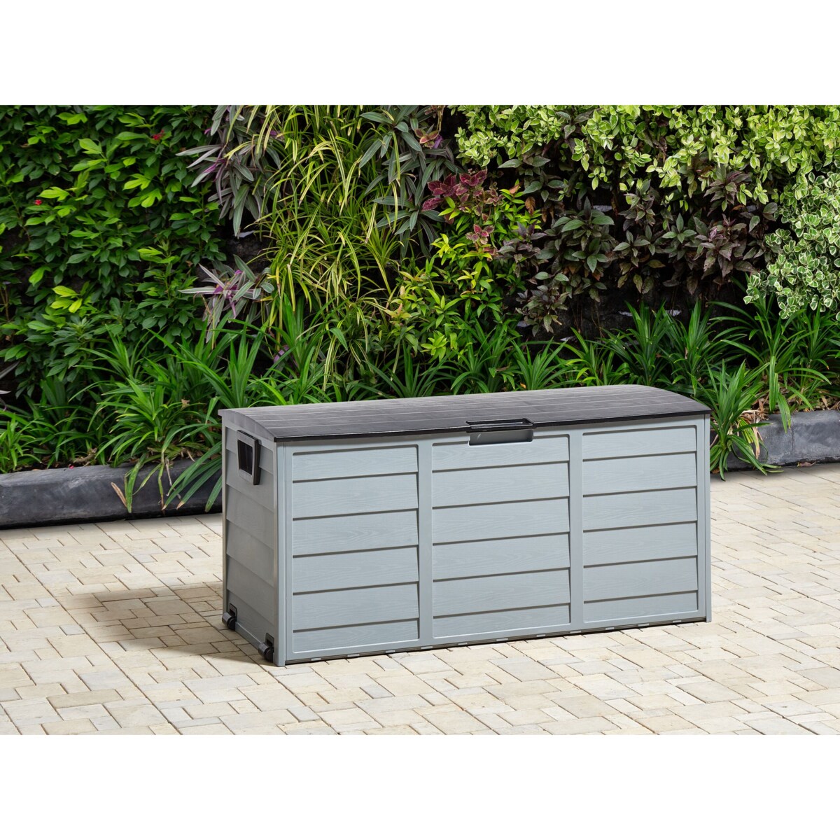 Skrzynia ogrodowa 112 x 50 cm szaro-czarna LOCARNO