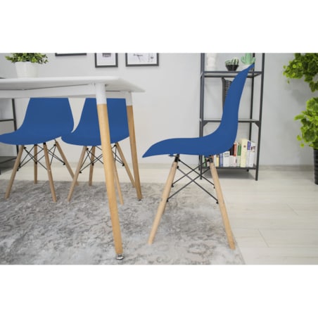 Krzesło Do Jadalni Kuchni Salonu Osaka Niebieskie / Nogi Naturalne X 4