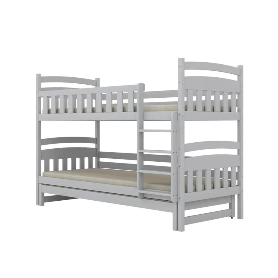 Łóżko piętrowe JULITA 180x80 białe drewniane trzyosobowe