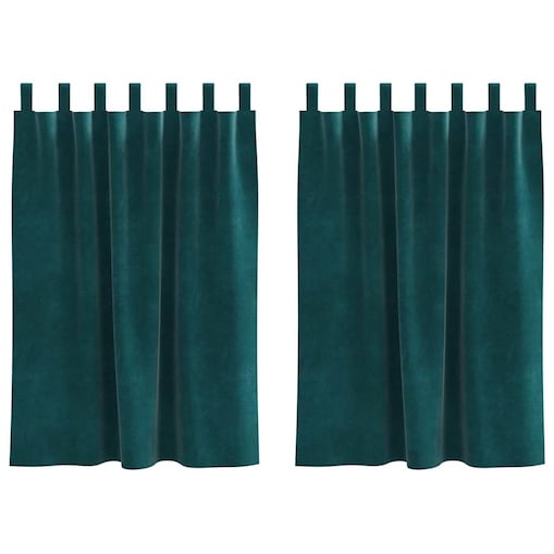 vidaXL Zasłony z zasłonami 2 pcs Ciemna zieleń 140 x 140 cm Aksamit
