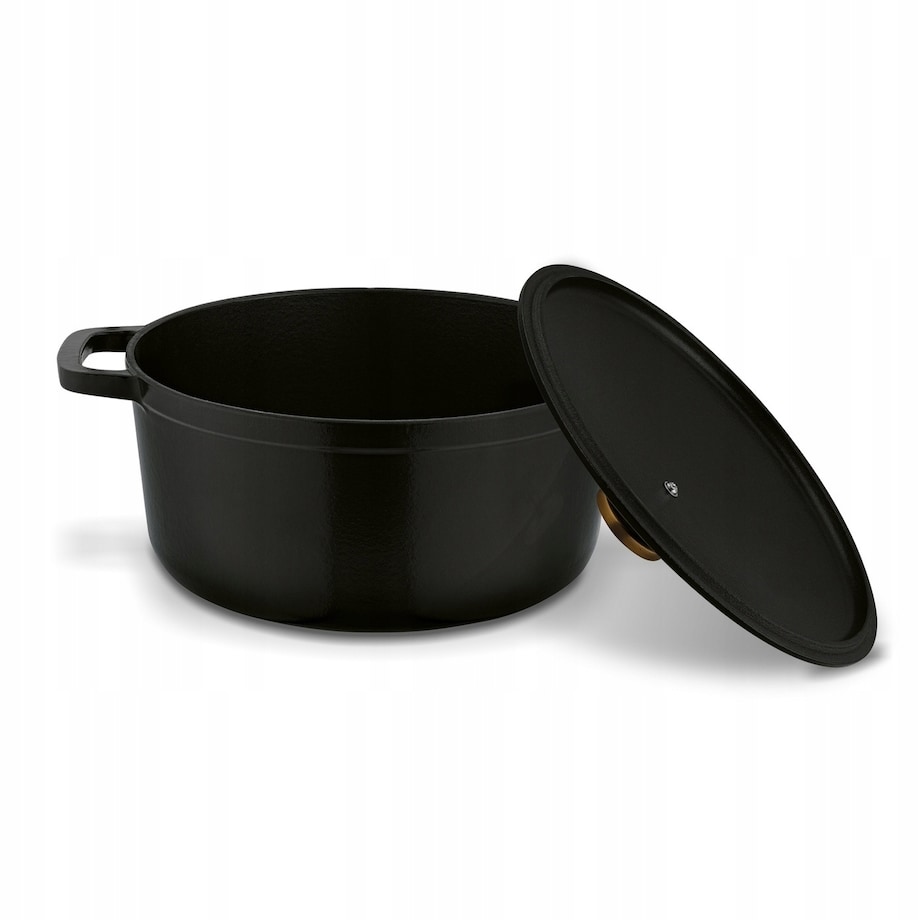 Gęsiarka żeliwna emaliowana brytfanna garnek 5 L okrągła czarna na święta