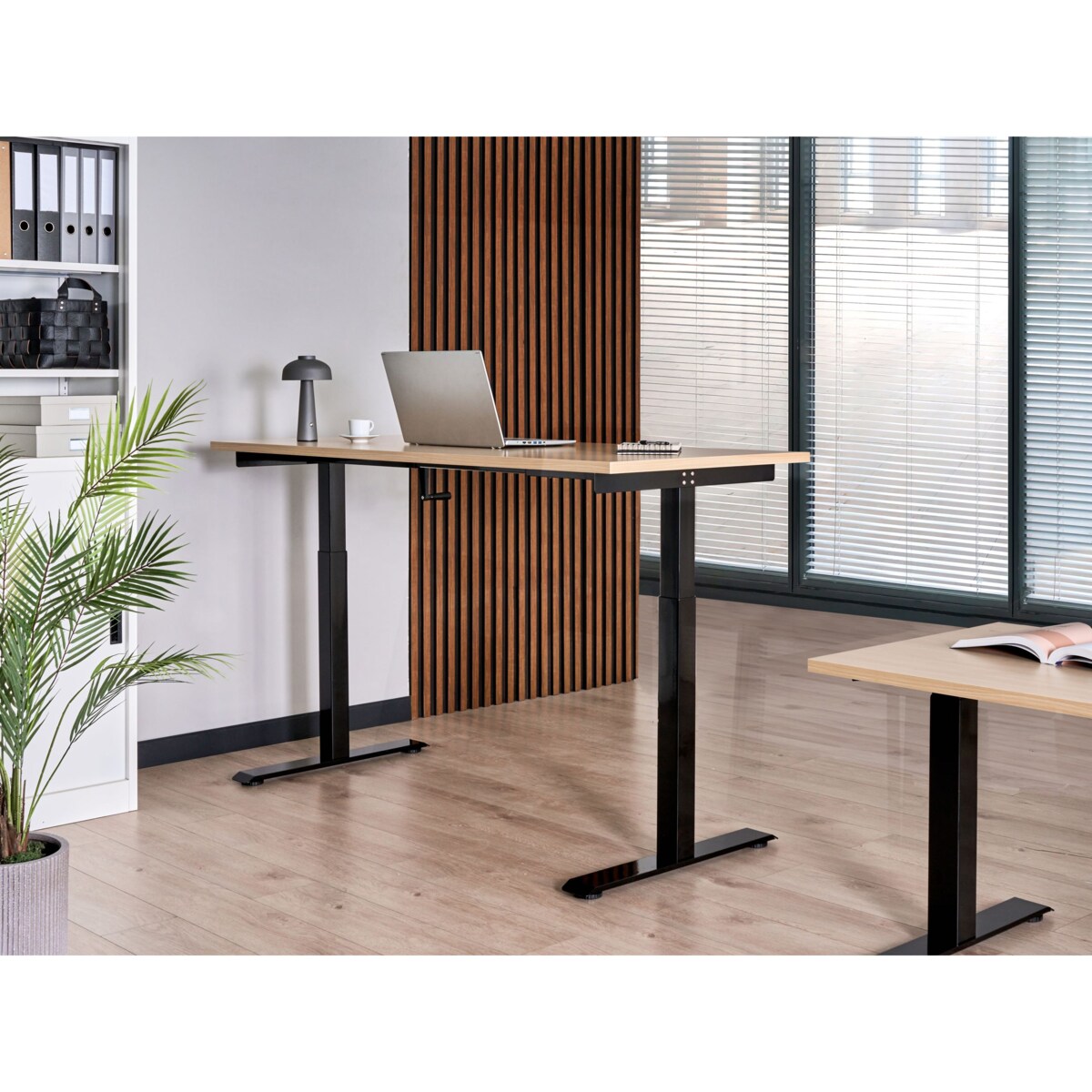 Biurko regulowane manualnie DESTINES Czarny/ jasny brąz 160 cm 72 cm