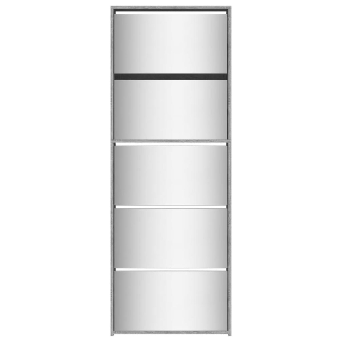 vidaXL Szafka na buty z lustrem, 5 poziomów, szary dąb, 63x17x169,5 cm