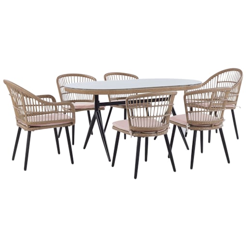 Zestaw ogrodowy dla 6 osób ALIANO z poduszkami Technorattan Pastelowy róż